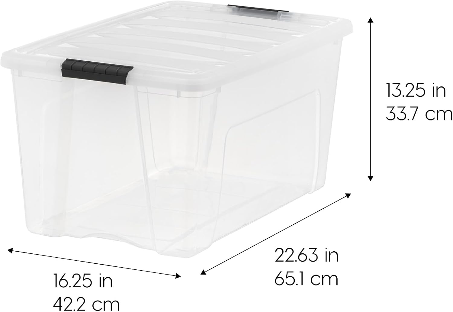 IRIS USA 72 Qt Stackable Plastic Storage Bins with Lids. 6 Pack - BPA-Free. Made in USA - See-Through Organizing Solution. Latches. Durable Nestable Containers. Secure Pull Handle - Clear - Image 2