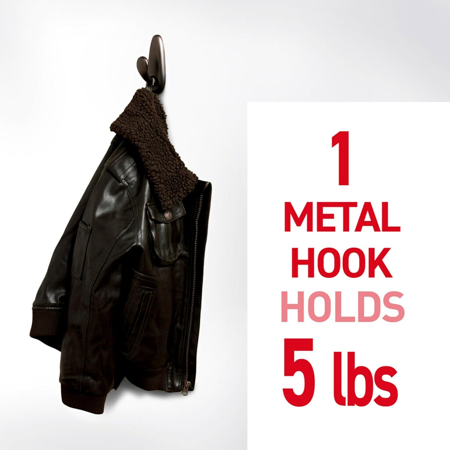 Command 5 lb Large Brushed Nickel Metal Hooks. 2 Coat Hooks and 4 Strips. Damage-Free Hanging with Adhesive. Great for Hanging Back to School Dorm Organizers - Image 2