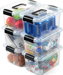 EOENVIVS Plastic Storage Bins with Lids 6 Packs. 7 Quart Storage Organizer Bins with Buckle-Up Latches and Handle. Stackable Storage Containers for Home Pantry Office Classroom Organization. Clear